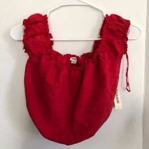 Garage Off-the-Shoulder Red Crop Top